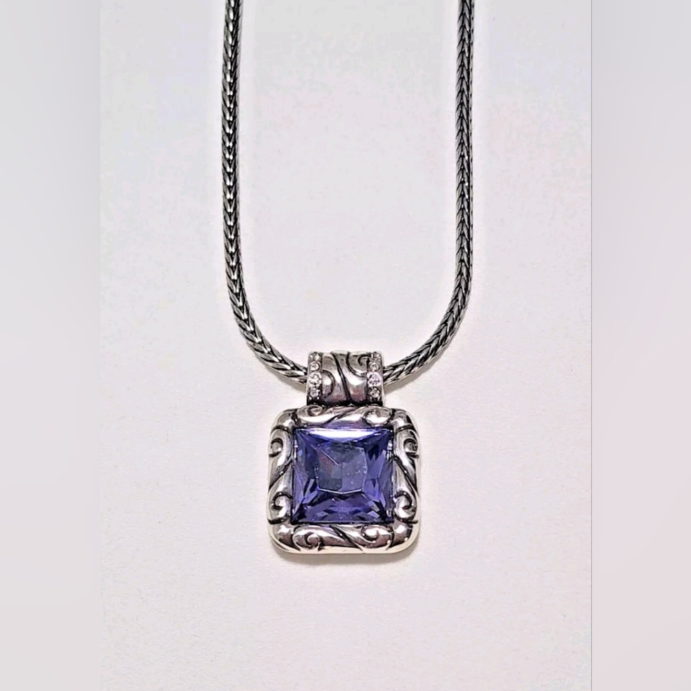 Brighton Regina Purple Crystal Retired Pendant Necklace